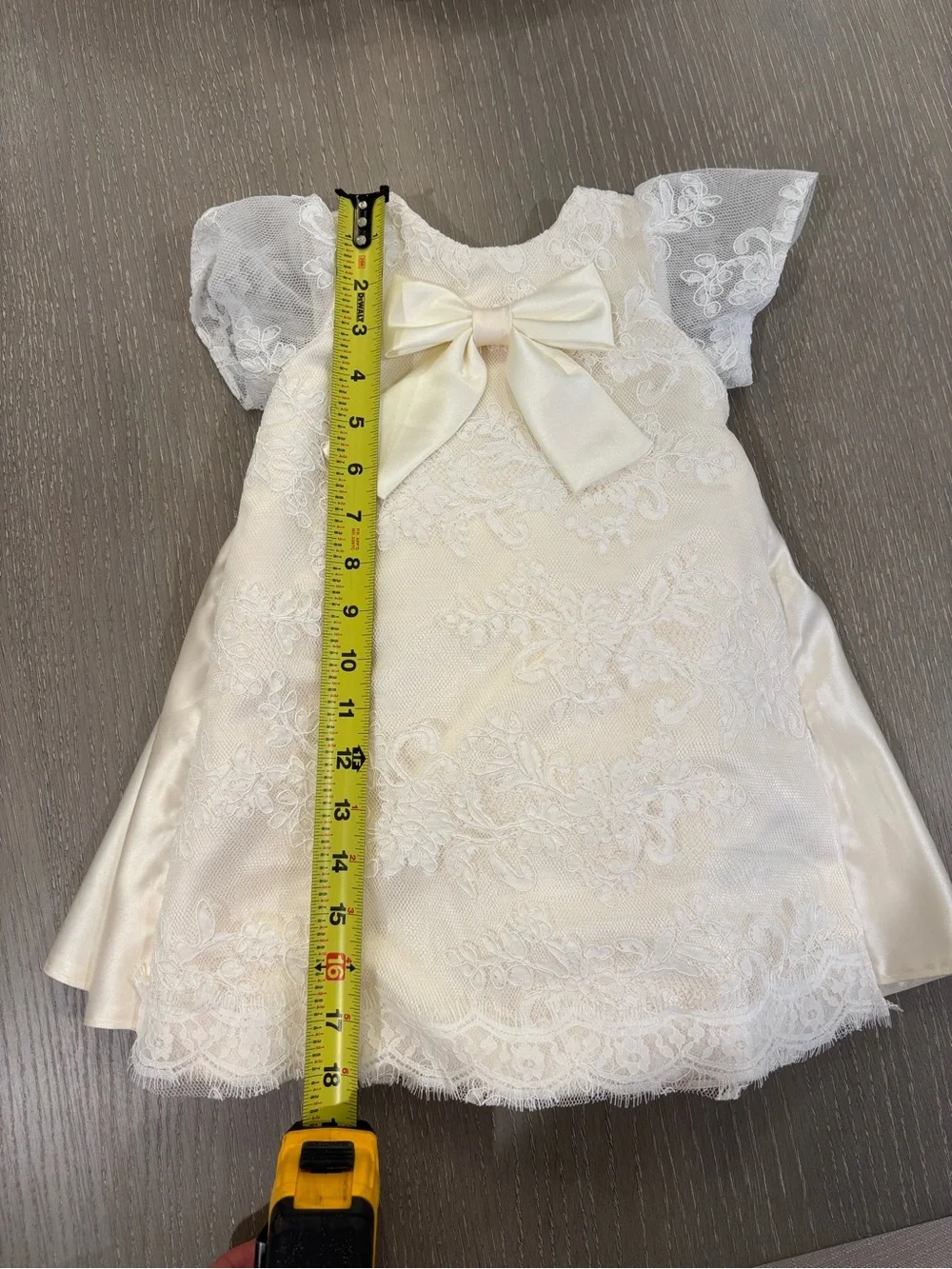 Ivory Lace Bow Baby Dress
